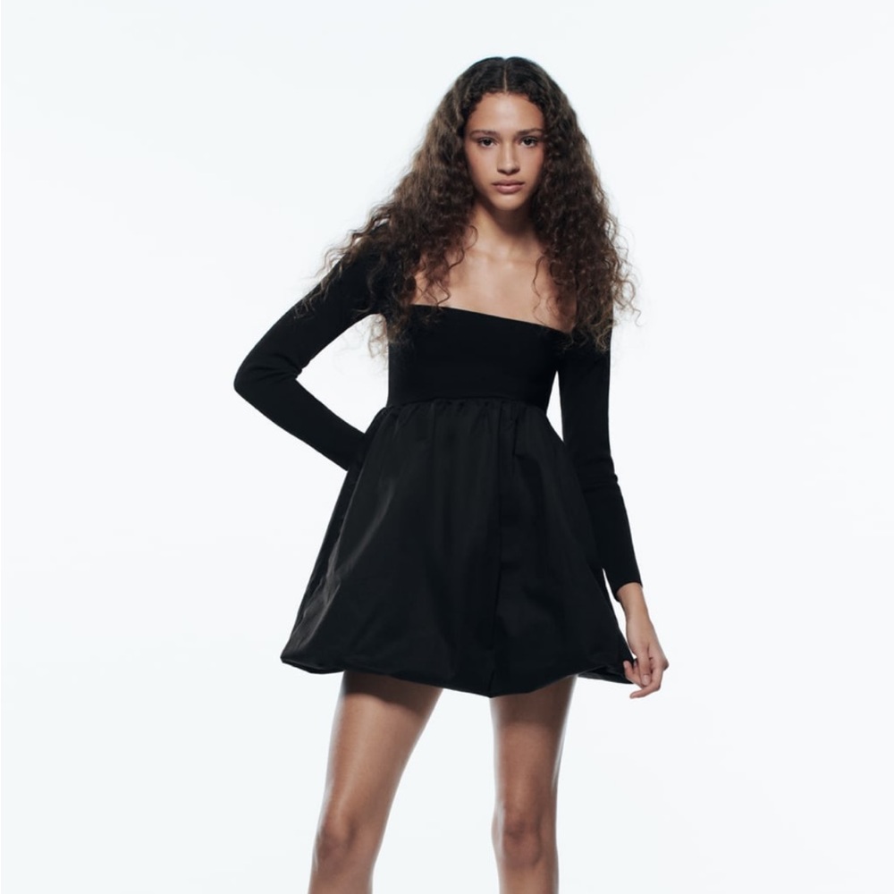 Zara - black mini black bubble dress - size s